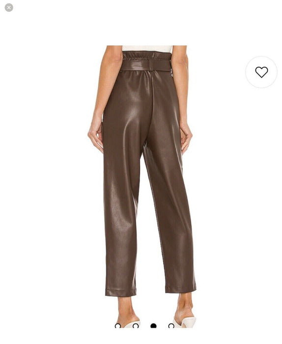 Bardot women's  Debbie PU Vegan Leather Very Soft Pant Chocolate in  Size 2