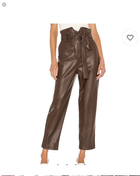 Bardot women's  Debbie PU Vegan Leather Very Soft Pant Chocolate in  Size 2