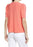 Halogen Women Shirred Detail V-Neck Top Coral Size L