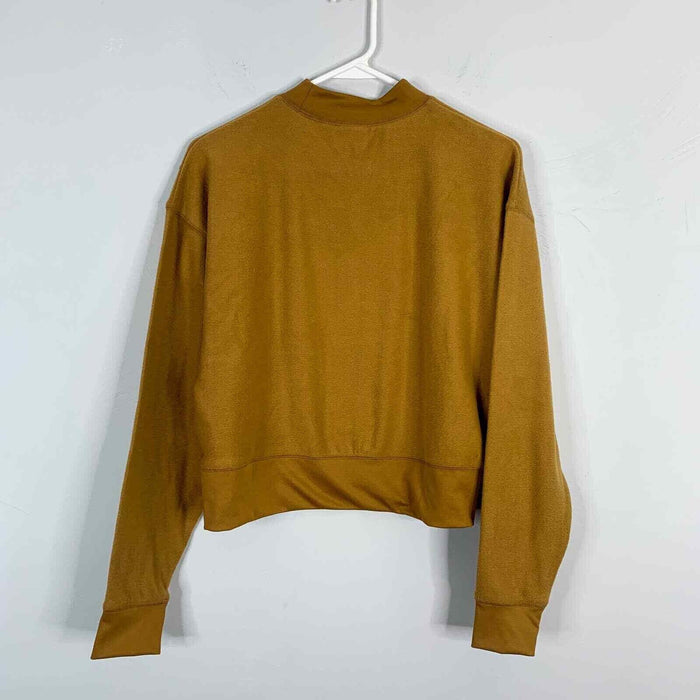 Abound Women's Mock Neck Long Sleeve Fleece Pullover in Tan Dale size M