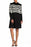 Eliza J Black White Ruffle Neck Stripe Print Fit and Flare Dress $188 Size L