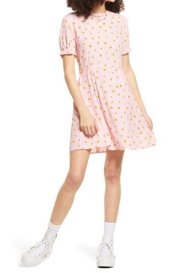 BP. Floral Print Flutter Sleeve Skater Dress Pink Ditsy Women's Size XS