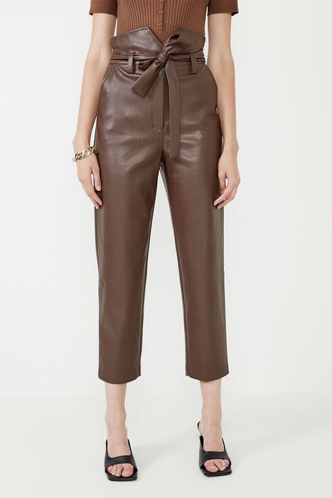 Bardot women's  Debbie PU Vegan Leather Very Soft Pant Chocolate in  Size 2