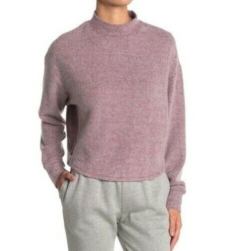 Socialite Brushed Mock Neck Pullover In Wine Size XL