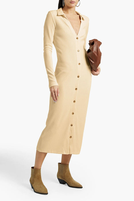 Walter Baker Helena Ribbed-Knit Midi Dress Size M $228