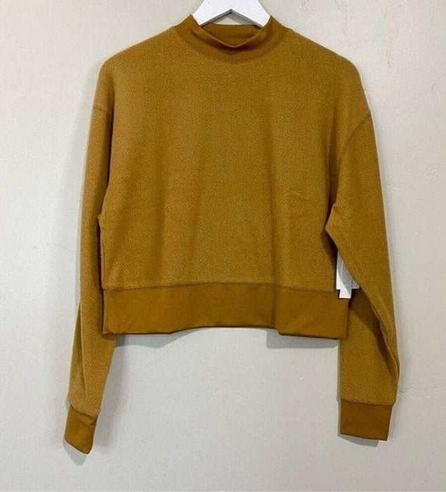 Abound Women's Mock Neck Long Sleeve Fleece Pullover in Tan Dale size M