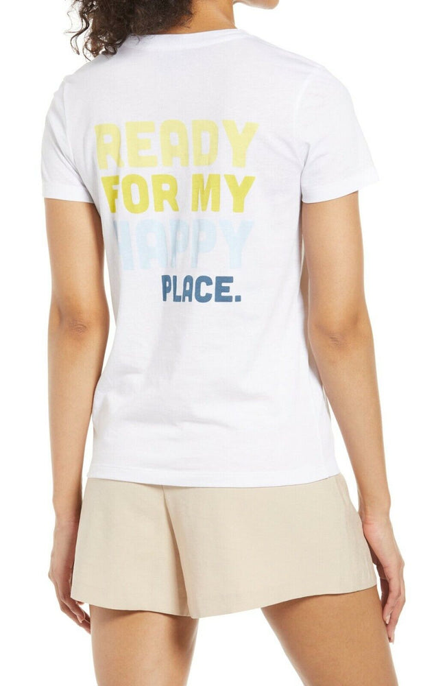 Halogen Women's Happy Place Graphic Tee White Size M