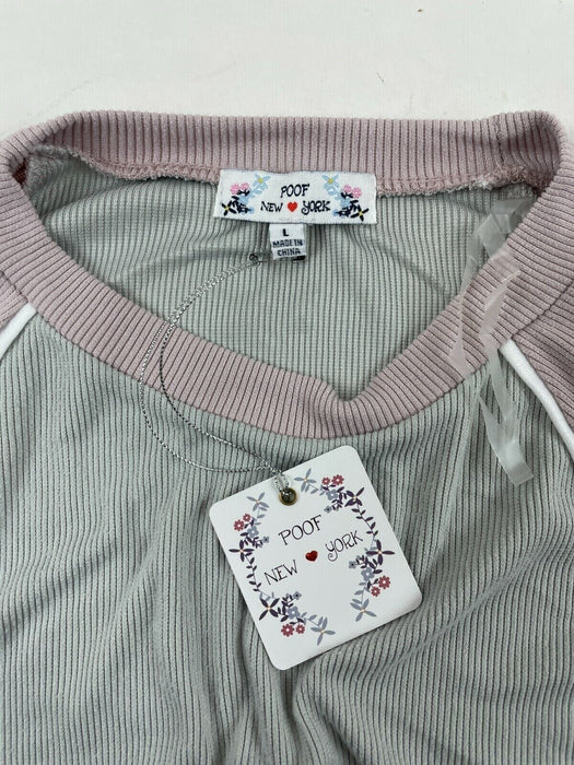 Poof New York Long Sleeve Top Grey/Lavender Size M