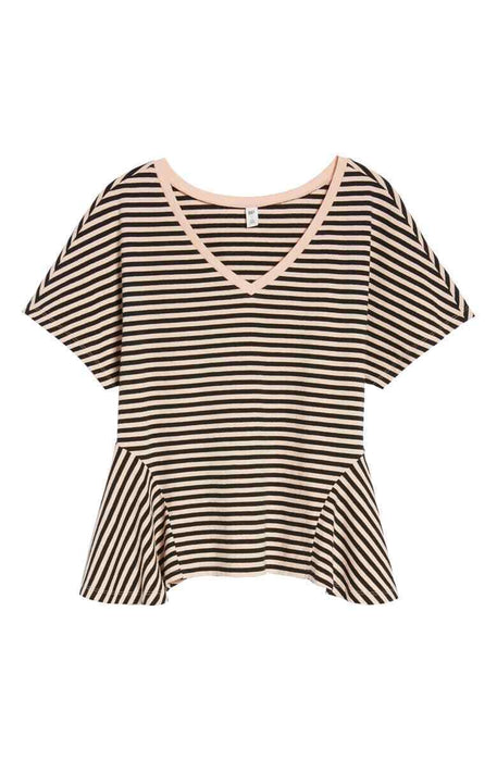 BP. Nordstrom Cotton Hem T-Shirt In Pink Sarah Stripe Size M relax fit