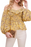 ASTR Ruffle Off The Shoulder Smocked Top Yellow Floral Size XS