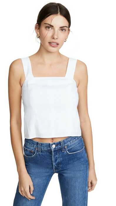 VINCE Cropped Wide Strap Shell Top $258 Size  4 fits smaller in white