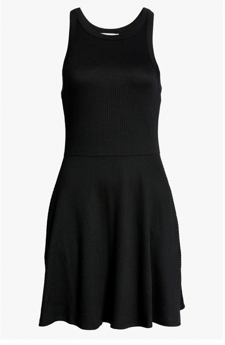 BP. Sleeveless Rib Scoop Neck Mini Tank Dress In Black Size S