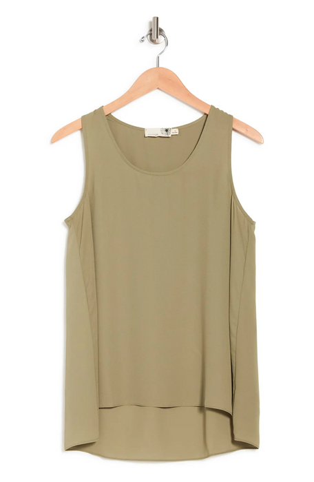EVERLEIGH Crew High/Low Tank Top In Olive size M