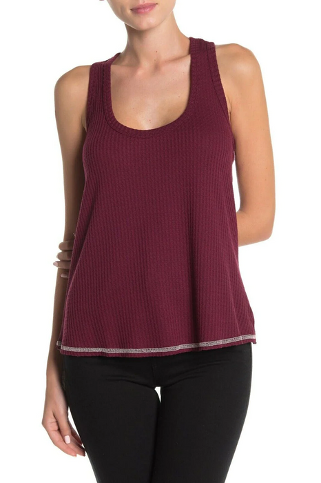 Socialite Waffle Knit Racerback Tank Top made in USA in Masara XS