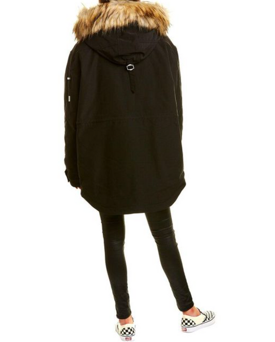 The Kopples Cotton Parka With Faux Fur Collar Black Size 2 Fits As Large $725