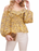 ASTR Ruffle Off The Shoulder Smocked Top Yellow Floral Size XS