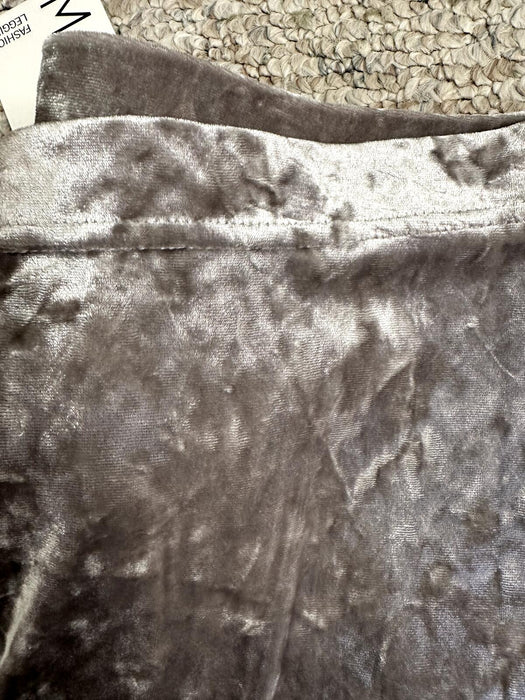 MeMoi Crushed Velvet Full Length Comfort Waist Leggings In Grey Size L/XL